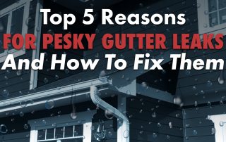 Decorative Graphic with caption Top 5 reasons for pesky gutter leaks and how to fix them